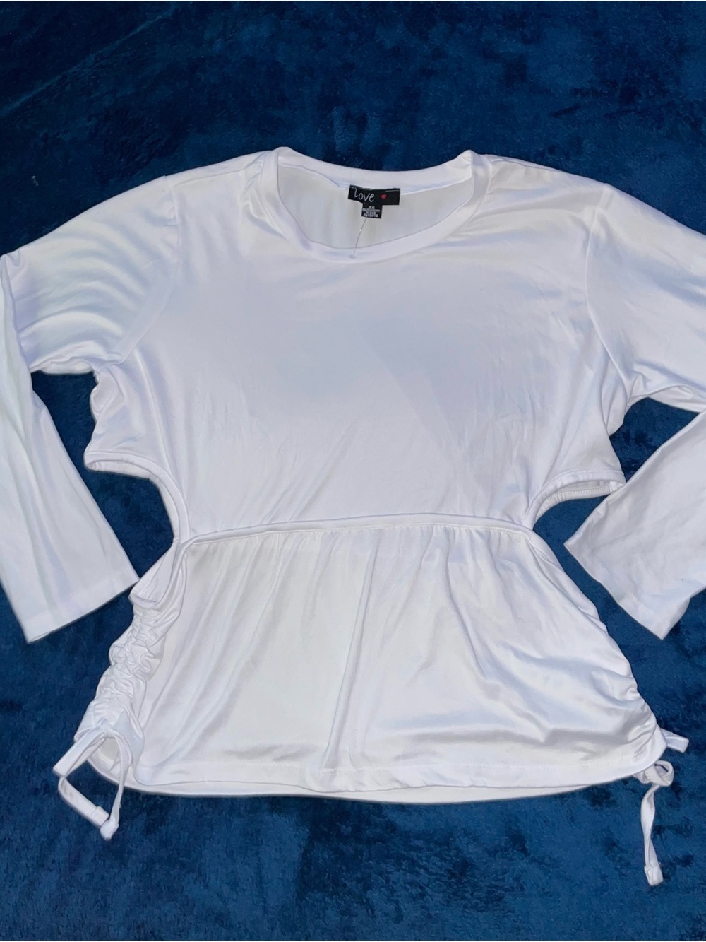 White Long Sleeve Top with Side Cutouts